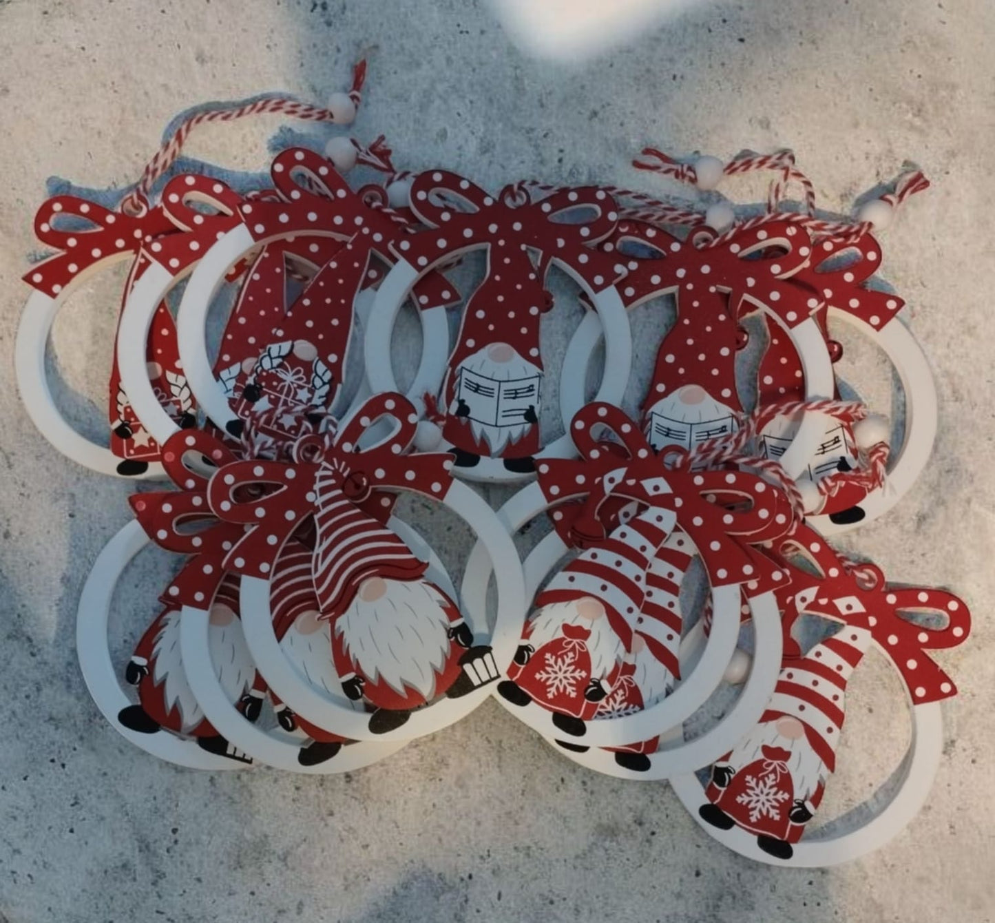 12 x Wooden Hanging Gonk Baubles