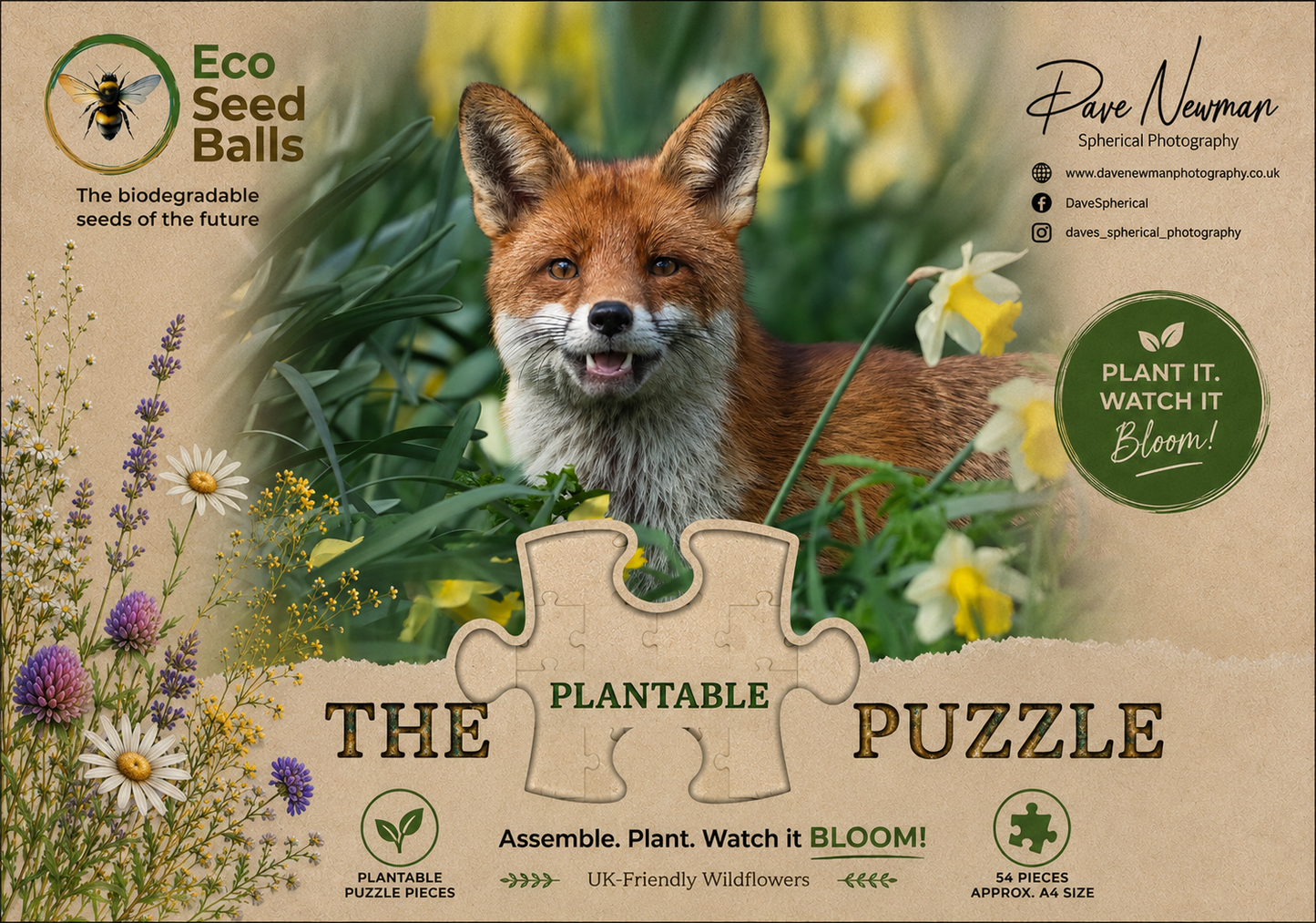Fox Plantable Puzzle | Wildlife Photography by Dave Newman