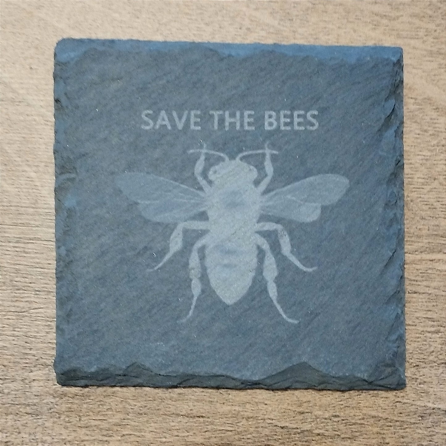 Slate coaster save the bees