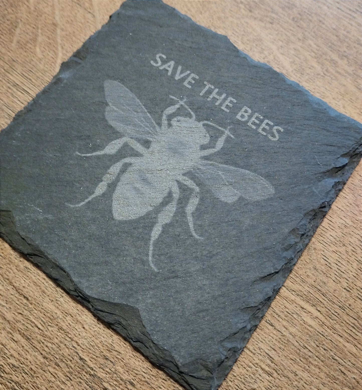 Slate coaster save the bees