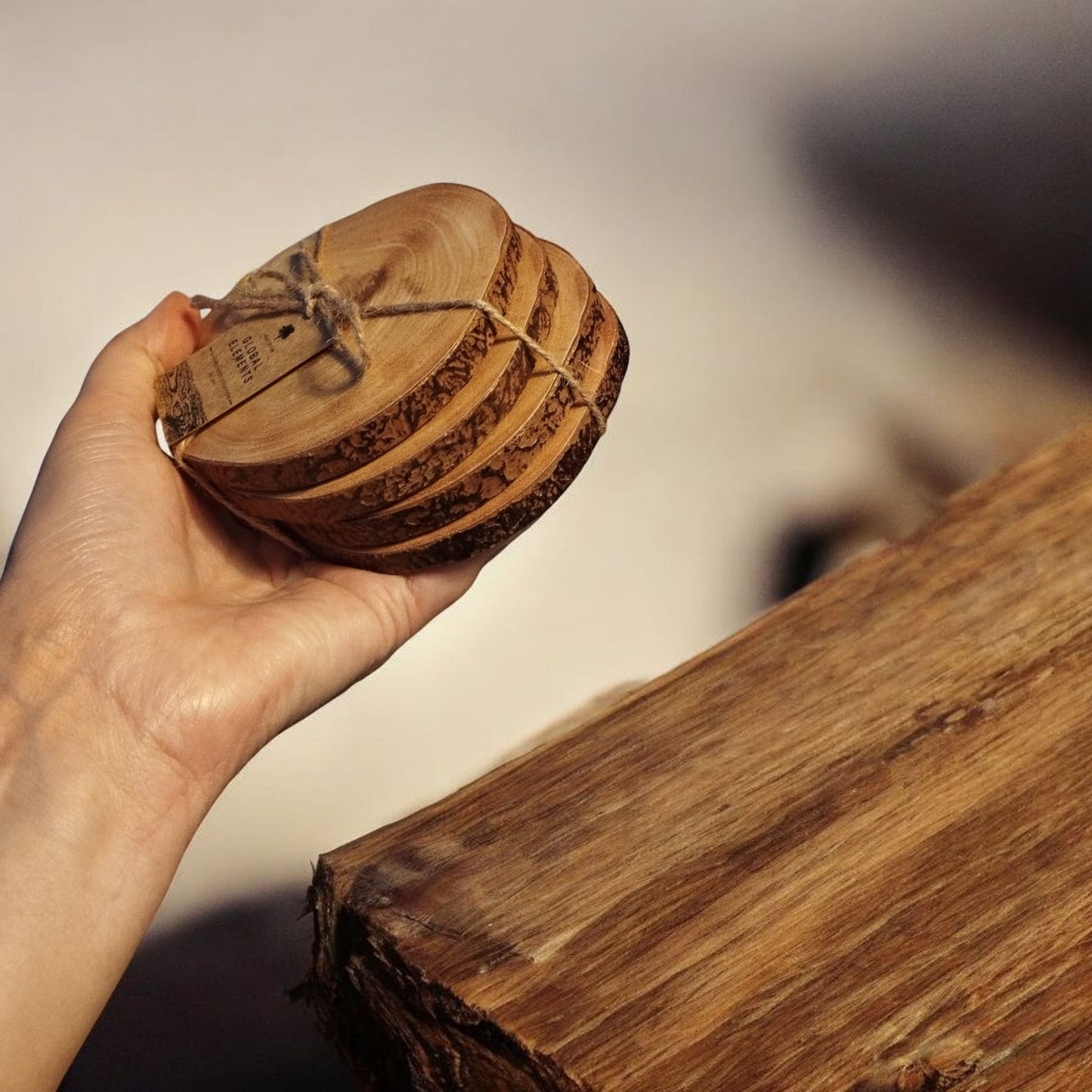 8 wood effect coasters